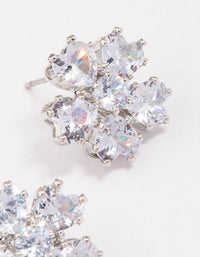 Rhodium Cubic Zirconia Small Flower Stud Earrings - link has visual effect only