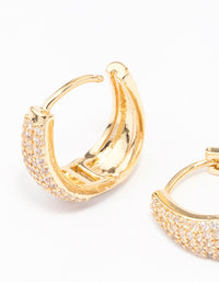 Gold Plated Pave Tapered Hoop Earrings - link has visual effect only