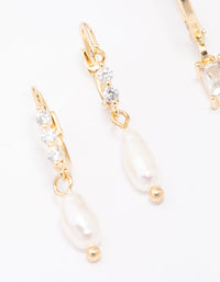 Gold Plated Baguette & Pearl Earring Pack - link has visual effect only