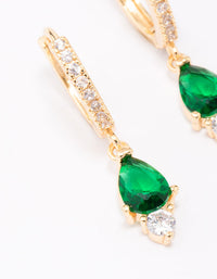 Gold Plated Pave Pear Round Drop Earrings - link has visual effect only