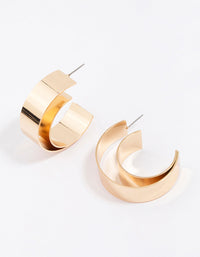 Gold Double Smooth Medium Hoop Earrings - link has visual effect only