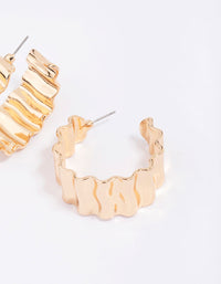 Gold Ribbed Chunky Hoop Earrings - link has visual effect only