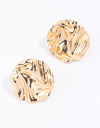 Gold Molten Textured Circle Stud Earrings - link has visual effect only