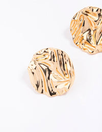 Gold Molten Textured Circle Stud Earrings - link has visual effect only