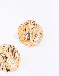 Gold Molten Textured Circle Stud Earrings - link has visual effect only