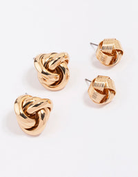 Gold Knotted Stud Earring Pack - link has visual effect only