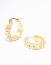 Gold Plated Diamante Celestial Medium Hoop Earrings - link has visual effect only