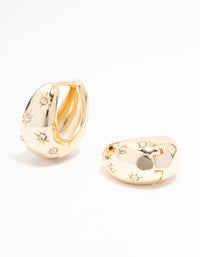 Gold Plated Cubic Zirconia Chunky Hoop Earrings - link has visual effect only