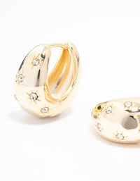 Gold Plated Cubic Zirconia Chunky Hoop Earrings - link has visual effect only