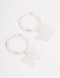 Silver Plated Filigree Butterfly Hoop Earrings - link has visual effect only