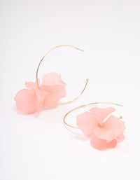 Gold Simple Flower Large Hoop Earrings - link has visual effect only