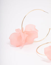 Gold Simple Flower Large Hoop Earrings - link has visual effect only