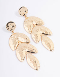 Gold Molten Textured Petal Drop Earrings - link has visual effect only