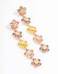 Gold Mini Flower Graduating Drop Earrings - link has visual effect only