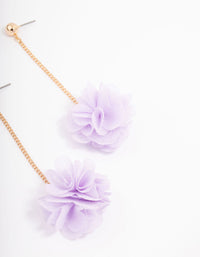 Gold Layered Lilac Flower Chain Drop Earrings - link has visual effect only