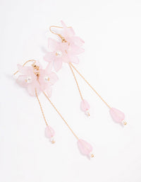 Gold Flower Petal Pearl Drop Earrings - link has visual effect only