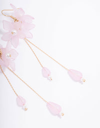 Gold Flower Petal Pearl Drop Earrings - link has visual effect only