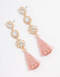 Gold Diamante Tassel Drop Earrings - link has visual effect only