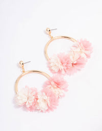 Gold Fabric Flower Oval Hoop Earrings - link has visual effect only