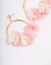 Gold Fabric Flower Oval Hoop Earrings - link has visual effect only