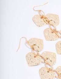 Gold Textured Molten Heart Drop Earrings - link has visual effect only