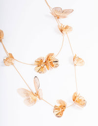 Gold Stone Flower Butterfly Layered Necklace - link has visual effect only