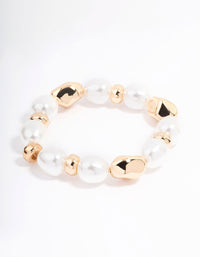 Gold Molten Bead & Pearl Bracelet - link has visual effect only