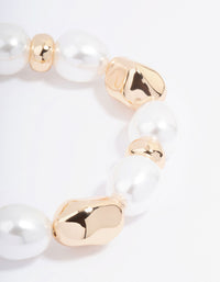 Gold Molten Bead & Pearl Bracelet - link has visual effect only