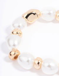 Gold Molten Bead & Pearl Bracelet - link has visual effect only