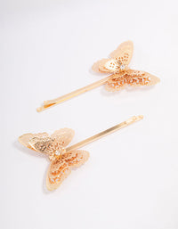 Gold Detailed Butterfly Hair Clip Pack - link has visual effect only