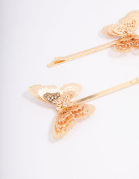 Gold Detailed Butterfly Hair Clip Pack - link has visual effect only