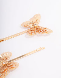 Gold Detailed Butterfly Hair Clip Pack - link has visual effect only