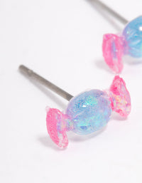 Acrylic Pink & Blue Candy Stud Earrings - link has visual effect only