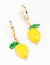 Gold Lemon Charm Huggie Hoop Earrings - link has visual effect only