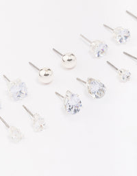 Silver Mixed Diamante Shape Earring 8-Pack - link has visual effect only