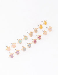 Gold Multi-Coloured Turtle Stud Earring 8-Pack - link has visual effect only