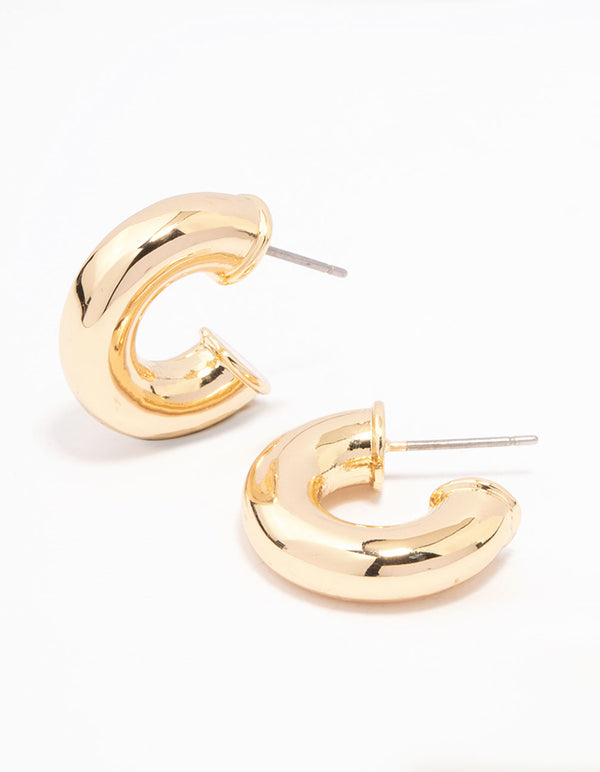 Gold Plated Mini Chunky Hoop Earrings