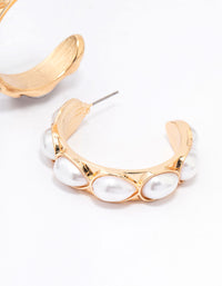 Gold Organic Pearl Hoop Earrings - link has visual effect only