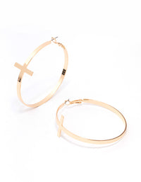 Gold Large Cross Hoop Earrings - link has visual effect only