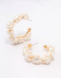 Gold Pearl Cluster Hoop Earrings - link has visual effect only