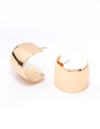 Gold Large Wide Smooth Hoop Earrings - link has visual effect only