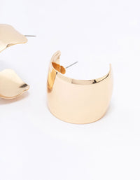 Gold Large Wide Smooth Hoop Earrings - link has visual effect only