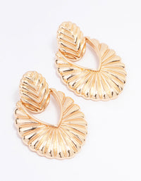 Gold Ribbed Antique Drop Earrings - link has visual effect only