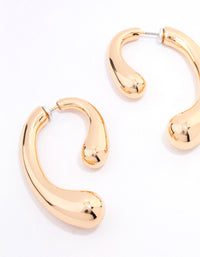 Gold Wiggle Smooth Drop Earrings - link has visual effect only