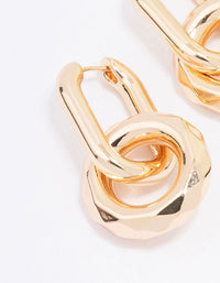 Gold Link Smooth Drop Earrings - link has visual effect only