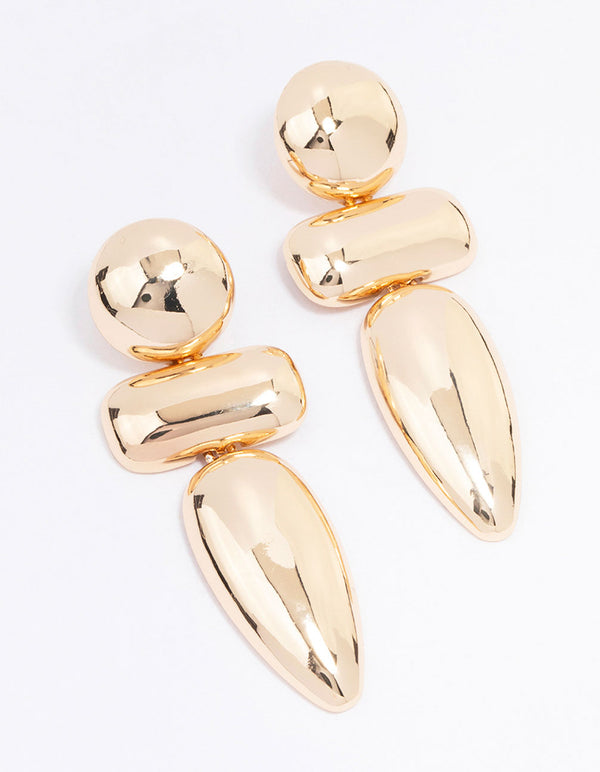 Gold Abstract Disc Drop Earrings