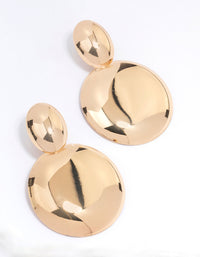 Gold Large Circular Pendant Drop Earrings - link has visual effect only