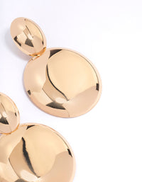 Gold Large Circular Pendant Drop Earrings - link has visual effect only