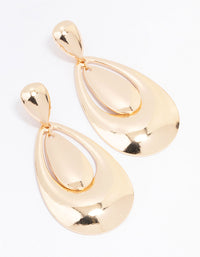 Gold Smooth Oval Drop Earrings - link has visual effect only