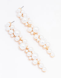 Gold Multi Pearl Drop Earrings - link has visual effect only